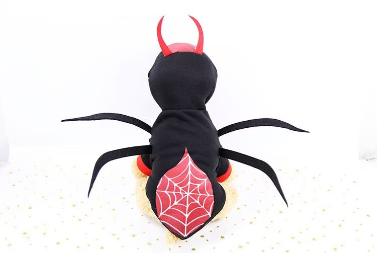 Spider Pet Costume Halloween Devil Design with Web Pattern
